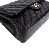 Chanel Quilted Lambskin Gold Jumbo Double Flap Crossbody Bag