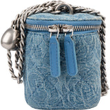 Chanel Quilted Denim Camellia Monogram Adjustable Mini Vanity Case Crossbody Bag