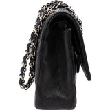Chanel Quilted Caviar Leather Palladium Medium Double Flap Shoulder Bag