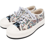 Christian Dior White Multicolor Cotton Embroidered Flowers & Butterfly's Walk'N Platform Sneakers (37)