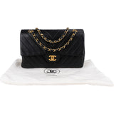Chanel Quilted Lambskin Chevron Medium 24K Gold Double Flap Shoulder Bag