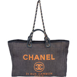 Chanel Denim Deauville Tote Shoulder Bag - vintageandkickz