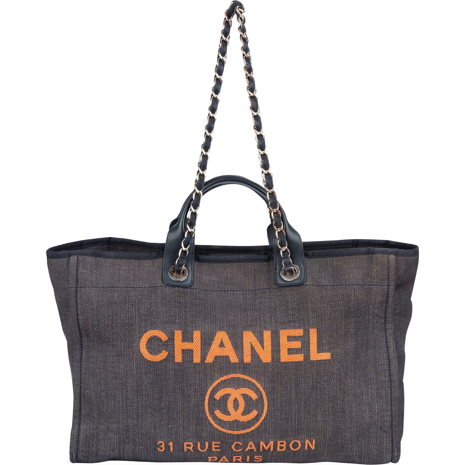 Chanel Denim Deauville Tote Shoulder Bag - vintageandkickz