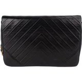 Chanel Chevron Lambskin 24K Gold Single Flap Shoulder Bag