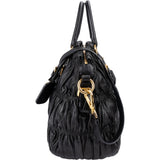 Prada Black Matelassé Nappa Leather Gaufre Satchel Handbag