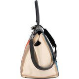 Céline Bicolor Leather Multicolor Striped Cotton Trapeze Handbag