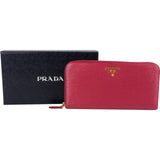 Prada Vitello Move Leather Zip Around Wallet