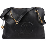 Chanel Caviar Leather CC Maxi Shopping Tote Shoulder Bag