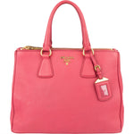 Prada Pink Leather Galleria Double Zip Tote Handbag - vintageandkickz