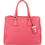 Prada Pink Leather Galleria Double Zip Tote Handbag - vintageandkickz