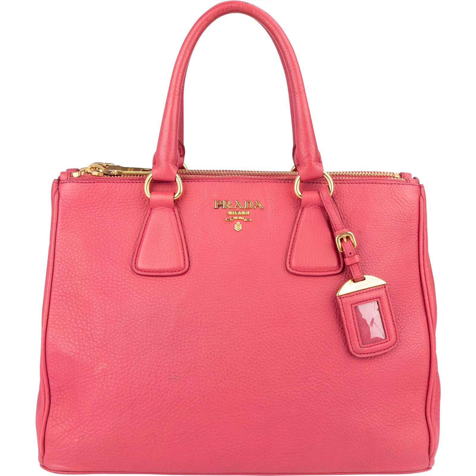 Prada Pink Leather Galleria Double Zip Tote Handbag - vintageandkickz