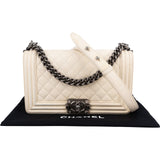Chanel Quilted Patent Leather Medium Single Flap Boy Crossbody Bag