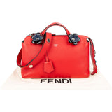 Fendi Red Leather By The Way Small Flowerland Shoulder Handbag