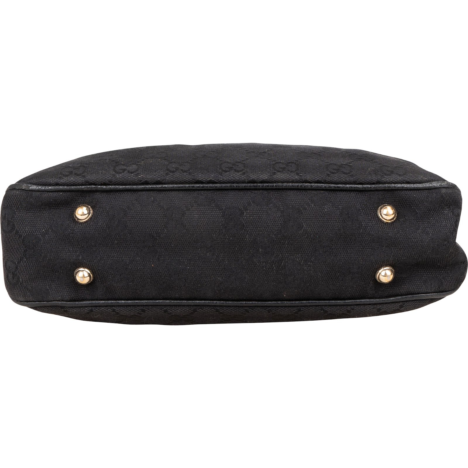 [🔄️B09 / F15] Gucci Monogram Black GG Canvas Bamboo Studded Hobo Handbag - vintageandkickz