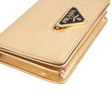 Prada Golden Platino Saffiano Leather Triangle Flap Mini Crossbody Bag