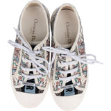 Christian Dior White Multicolor Cotton Embroidered Flowers & Butterfly's Walk'N Platform Sneakers (37)
