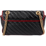 Gucci Black Matelassé Leather Red Edges GG Marmont Crossbody Bag