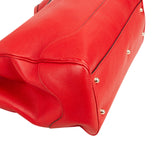 Gucci Red Leather Bamboo Top Handle Large Tote Handbag