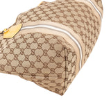 Gucci Monogram GG Canvas Patent Leather Web Stripe Tote Shoulder Bag