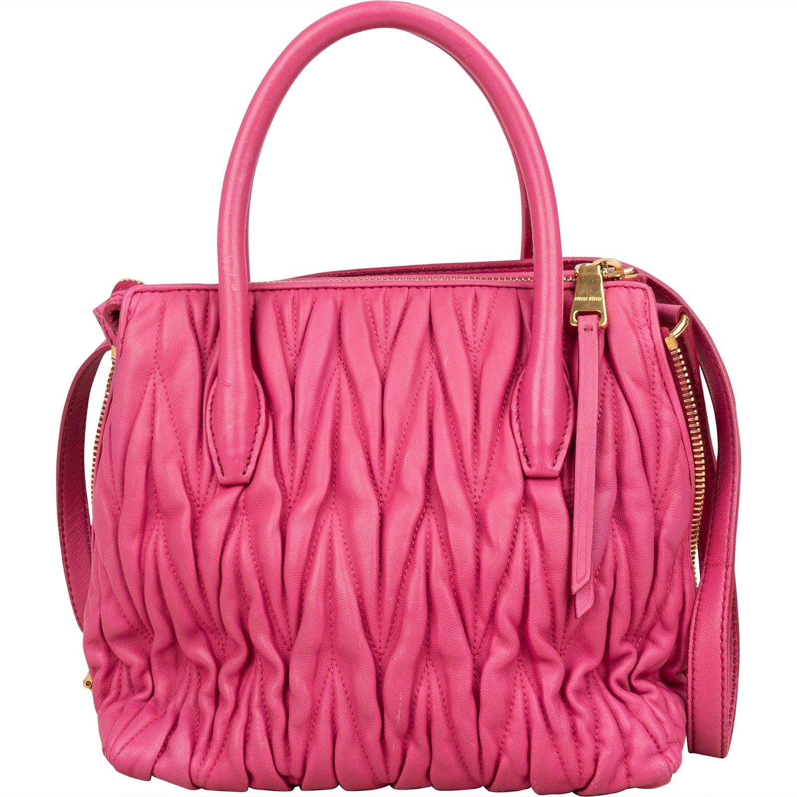 Miu Miu Pink Matelassé Nappa Leather Handbag - vintageandkickz