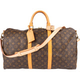 Louis Vuitton Monogram Canvas Keepall 50 Bandoulière Travel Bag