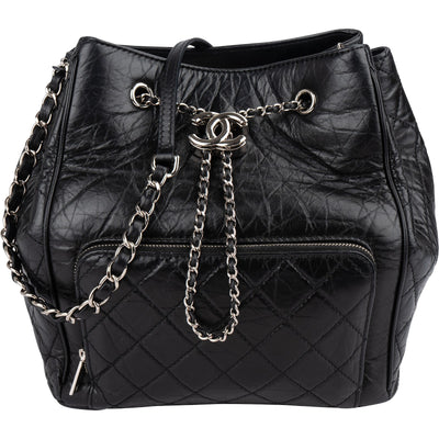 Chanel Quilted Calfskin CC Chain Drawstring Bucket Shoulder Bag