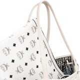 MCM White Monogram Visetos Liz Reversible Shopper Shoulder Bag
