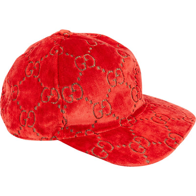 Gucci Red Samt GG Velvet Baseball Cap (S)
