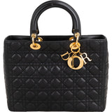 Christian Dior Noir Quilted Lambskin Medium Lady Dior Handbag