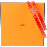 Hermes Orange Porosus Exotic Crocodile Leather Thin Belt (85)