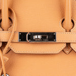 Hermès Fjord Leather Birkin 35 Handbag Beige Brown Palladium Hardware - vintageandkickz