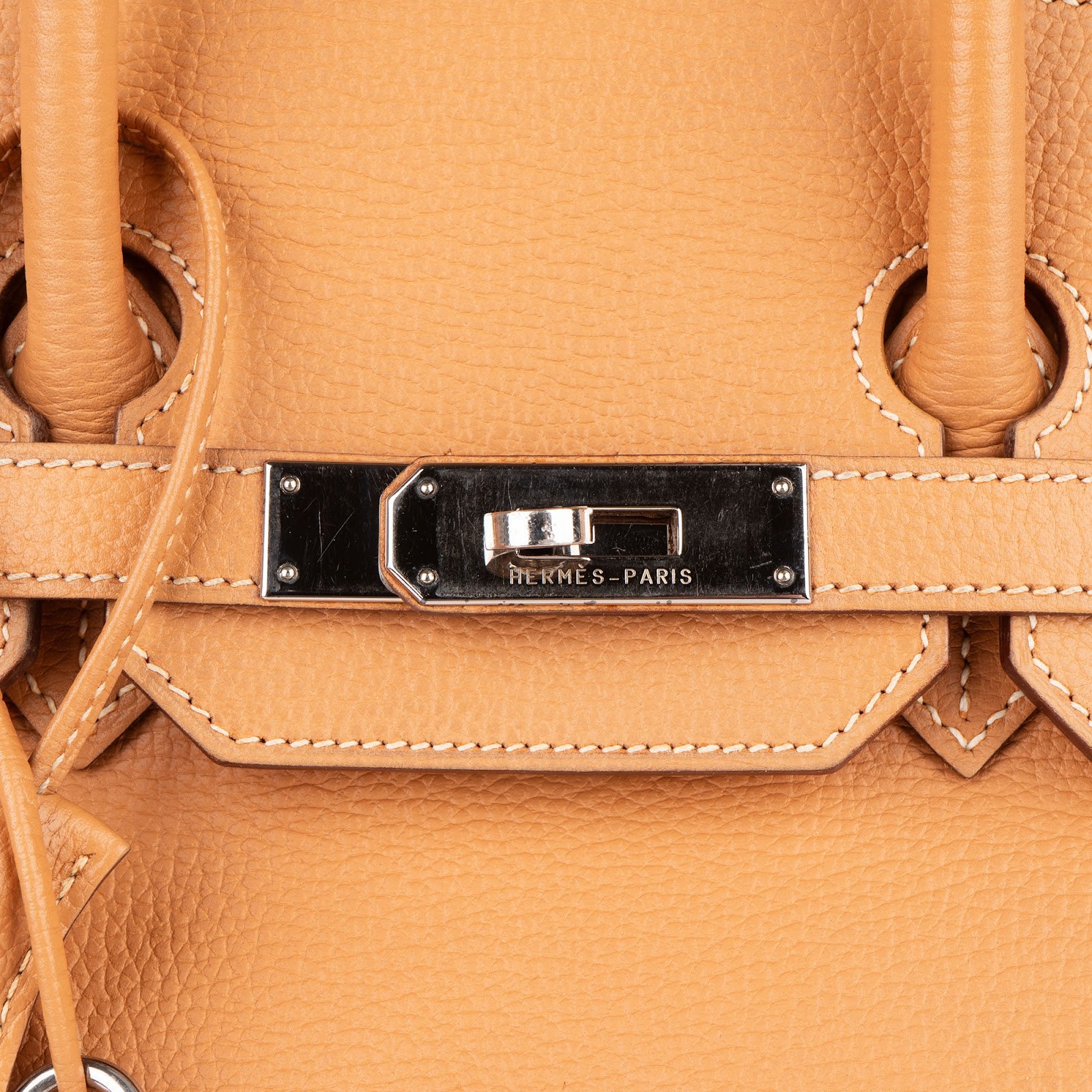 Hermès Fjord Leather Birkin 35 Handbag Beige Brown Palladium Hardware - vintageandkickz