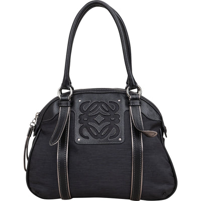Loewe Black Leather Anagram Shoulder Bag