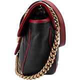 Gucci Black Matelassé Leather Red Edges GG Marmont Crossbody Bag