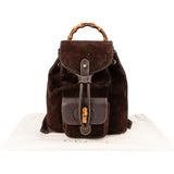 Gucci Brown Suede Small Bamboo Backpack