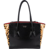 Prada Calf Leather Animal Hair Bibliothèque Handbag