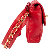 Chanel Red Quilted Stitched Lambskin Vintage CC Belt Crossbody Bag