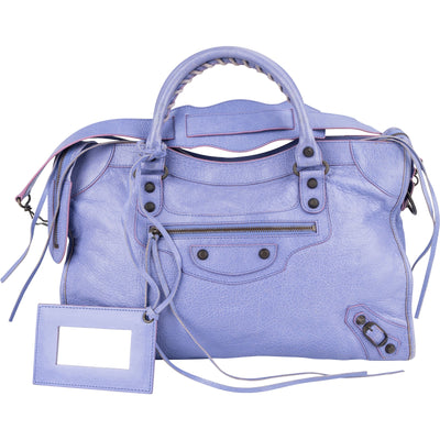 Balenciaga Lilac Leather Classic City Handbag