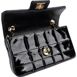Chanel Patent Leather Chocolate Bar 24K Gold Single Flap Crossbody Bag