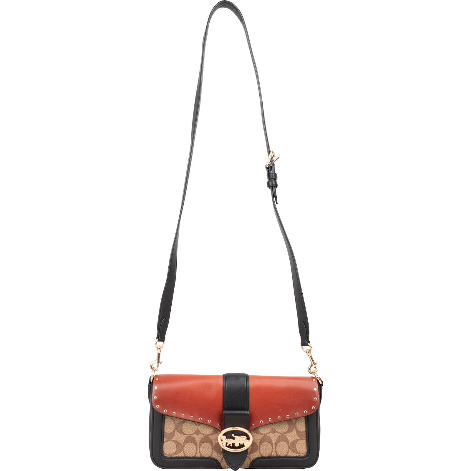 [🔄️B07 / F42] Coach Monogram Alie Signature Canvas Rivets Crossbody Bag - vintageandkickz