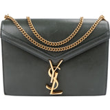 Saint Laurent Green Leather Envelope Medium Crossbody Bag