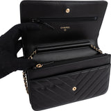 Chanel Quilted Chevron Lambskin Wallet on Chain Crossbody Bag