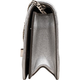 Miu Miu Metallic Silver Matelassé Nappa Leather Crystal Small Crossbody Bag