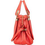 Chloé Red Grained Leather Paraty Shoulder Handbag