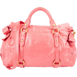 Miu Miu Pink Vitello Lux Leather Bow Handbag