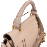 Chloé Beige Grained Calfskin Marcie Top Handle Shoulder Bag