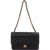 Chanel Quilted Caviar Leather Jumbo Double Flap Crossbody Bag