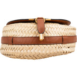 Chloé Grained Calfskin Raffia Marcie Saddle Crossbody Bag