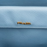 Prada Blue Saffiano Leather Tote Double Handbag
