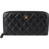 Chanel Quilted Caviar Leather Classic Long Zip Around Wallet